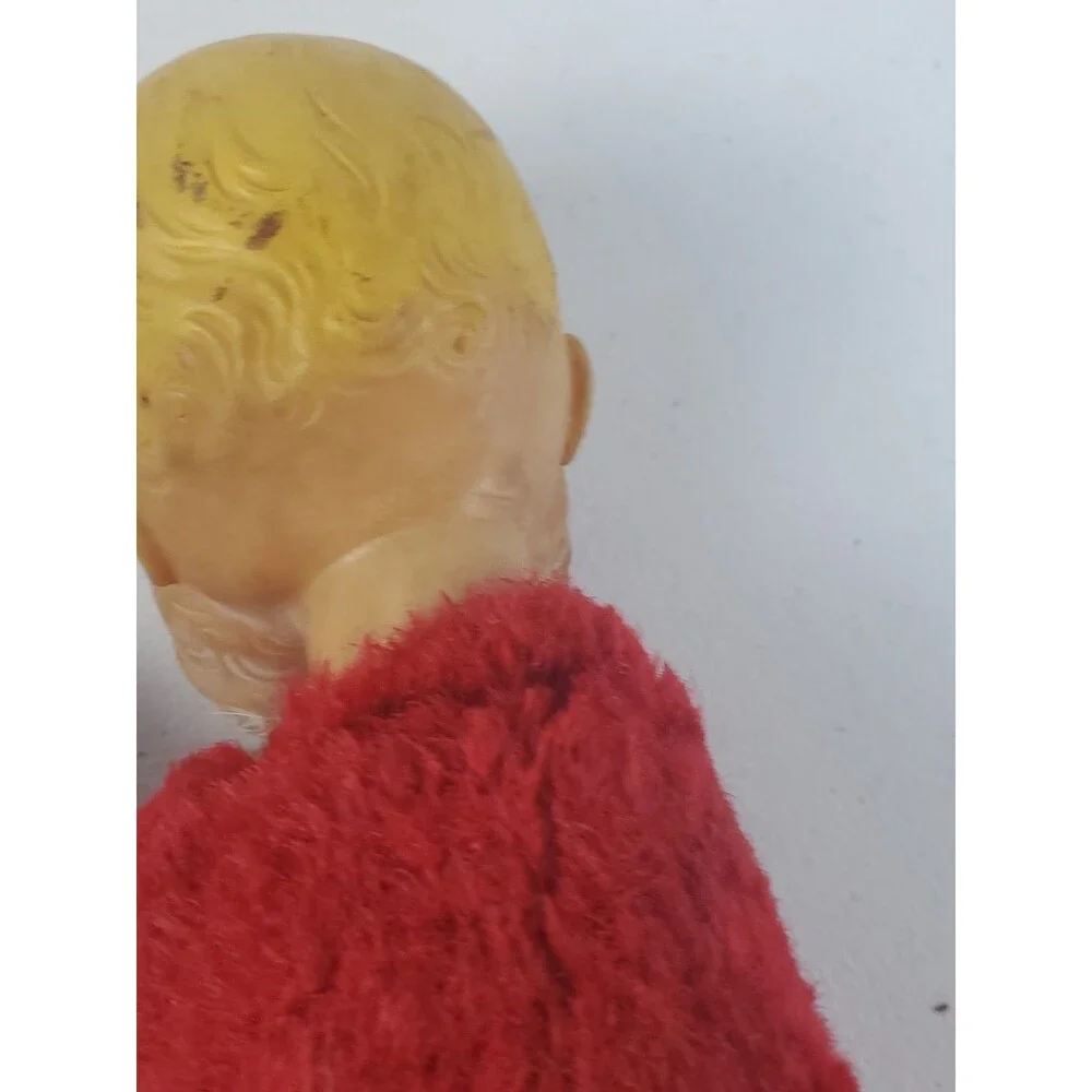 Vtg 1955Knickerbocker Toys BABY SANTA Rubber Face Plush Christmas Toy w/Tag Read